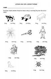 English Worksheet Living And Non Living Things 2 Kindergarten Science Classroom Charts Science Classroom