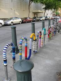 Yarnbombing The Berkeley Public Library Bike Stand Yarn Bombing Bike Rack