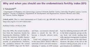 The endometriosis fertility index (efi), proposed by adamson and pasta in 2010, is used to predict fecundity after endometriosis surgery 8. Bjog Auf Twitter Why And When You Should Use The Endometriosis Fertility Index Efi Https T Co K8ijwv7cpi