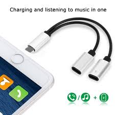 For Lightning To Dual 2 In 1 Charging Audio Adapter For Iphone 7 Audio Adapter Earphone Cable Converter For Iphone 7 8 Plus X 1 Audio Adapter Earphone Iphone 7