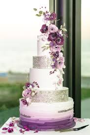 Violet And White Wedding Cake Purple Cake Purple Wedding Ombre Cake Satin Ice Purple Wedding Cake Fresh Flowers Purple Wedding Cakes Diy Wedding Cake