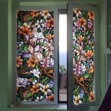 Available in 120x120cm and 80x80cm. Painting Art Decorative Privacy Film Window Film Stained Flower Glass Sticker Pvc Opaque Static Glue Free Bathroom Balcony Shade Decorative Films Aliexpress