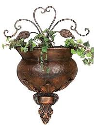 Antique Metal Gold Wall Flower Pots Scrolled Vintage Garden Urn Planters Set Wall Planter Metal Wall Planters Decorative Planters