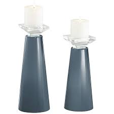 Glass pillar candle holders are capable to be used in almost any kind of situation and it will suit in whichever kind of décor, from rustic to modern. Meghan Smoky Blue Glass Pillar Candle Holders Set Of 2 53k14 Lamps Plus