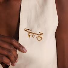 safety pin brooch with charms