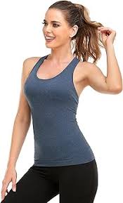 Amazon.com: GXXGE Women Racerback Athletic Camisole Sports Shirts with Built in Shelf Bra Fitness Workout Running Sports Bra Black Grey Blue X-Small : Clothing, Shoes & Jewelry