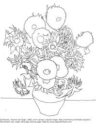 Vangoghsunflowersmedium Happy Family Art Van Gogh Coloring Sunflower Coloring Pages Van Gogh Drawings