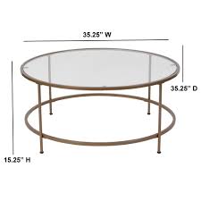 Floor levelers are included for stability on any flooring surface. Round Glass Coffee Table With Round Matte Gold Frame