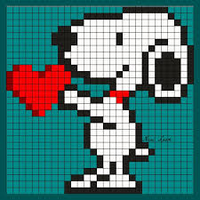 Snoopy Hearts Pixel Quilting Pixel Art Pattern Cross Stitch Patterns
