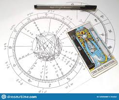 Astrology Natal Chart Tarot Card The High Priestess Stock