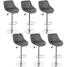 Un dossier confortable, un esprit bar décontracté et moderne. Lot De 6 Tabourets De Bar Gris Blanc Confortable Style Contemporain Achat Vente Tabouret De Bar Cdiscount