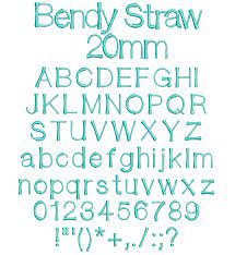 Archive of freely downloadable fonts. Bendy Straw 20mm Font From Wilcomembroideryfonts Com