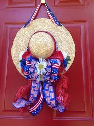 Patriotic Decorative Straw Hat Straw Hat Crafts Hat Decoration Patriotic Decorations