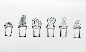 Aesthetic Black And White Cactus Drawing Cacti Making Made Sharpie Drawings Cactus Drawing Sharpie Art