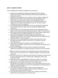 297 contoh proposal penelitian kualitatif kuantitatif. Judul Skripsi Msdm
