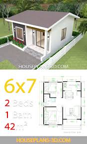 House Design 6x7 With 2 Bedrooms House Plans 3d In 2020 Sims House Plans Small House Design Small House Design Plans