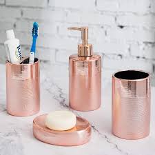 Bathroom faucets set the tone for your bathroom decor. Pump Dispenser Mygift 4 Piece Rose Gold Modern Textured Ceramic Bathroom Set With Soap Dish Toothbrush Holder Tumbler Bathroom Accessory Sets Home Kitchen Ilsr Org