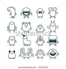 Drawing circles around doodles is a great way to make them more visible and to stand out. Set Of Cute Simple Cartoon Monsters Easy Cartoon Drawings Cute Monsters Drawings Simple Cartoon