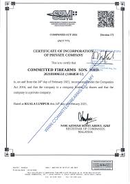 The companies act 2013 is an act of the parliament of india on indian company law which regulates incorporation of a company, responsibilities of a company, directors, dissolution of a company. Certificates Committed Firearms