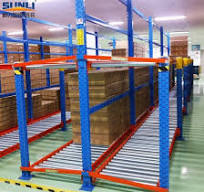 Q235B Steel Self Slide Carton Gravity Rack with ABS Roller