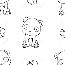 Our focus is on creating cute coloring pages in our kawaii art style. Simple Seamless Pattern Black And White Cute Kawaii Hand Drawn Panda Doodles Coloring Pages Print Royalty Free Cliparts Vectors And Stock Illustration Image 143575236