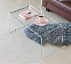 New Bold Tones Rectangular Clear Acrylic Waterfall Modern Coffee Table Qi003600 Ebay