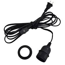 Lantern Power Cord Light Socket Set Black Cord Standard Base Lantern Power Cords Plugs