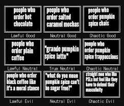 Starbucks Fall Alignment Chart Text In A Starbucks Reddit