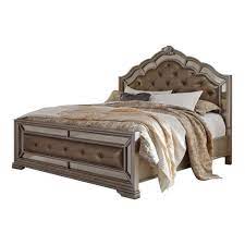 Birlanny silver 2 drawer nightstand. Birlanny Queen Upholstered Panel Bed In Silver