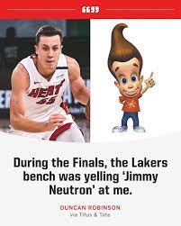 Michael clarke duncan vit une enfance difficile dans l'un des quartiers les plus défavorisés de chicago. Espn The Los Angeles Lakers Bench Was Apparently Calling Duncan Robinson Jimmy Neutron During The Nba Finals Facebook