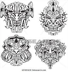 Aztec Monster Totem Masks Clipart K11893230 Mayan Tattoos Aztec Tattoo Aztec Tattoos
