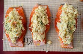 Costco S Crab Stuffed Salmon Crab Stuffed Salmon Costco Stuffed Salmon Recipe Yummy Seafood