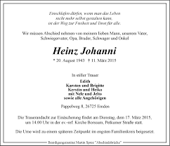 Juni 2014 wurde er vorsitzender der nationalliberalen partei (pnl) und kandidierte daraufhin bei den. Traueranzeigen Von Heinz Johanni Nordwest Trauer De