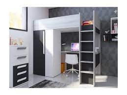 Letto soppalco ikea con scrivania in 10143 torino for 180 00. Letti A Soppalco Con Armadio E Scrivania 90 X 200 Cm Grigio Bianco E Nero Nicolas