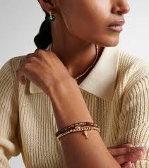 Sydney Evan Small Croissant 14kt gold beaded bracelet with andalusite and  diamonds Sydney Evan