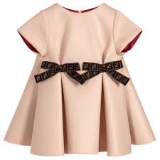 Fendi Baby Girls Pink Neoprene Dress For Girl By Fendi Discover More Beautiful Designer Dresses In 2020 Cute Little Girls Outfits Kids Dress Wear Newborn Girl Outfits