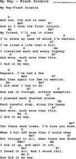 Song My Way By Frank Sinatra With Lyrics For Guitar Songs Frank Sinatra Songs Frank Sinatra My Way