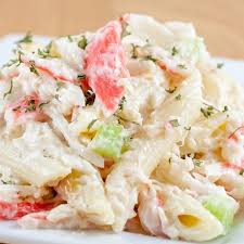 You can set it up into a round food mold as i did for a beautiful serving at a dinner party, or simply serve straight. This Pasta Seafood Salad Recipe Uses Pasta And Imitation Crab If You Like Imitation Crab This Is A Sea Food Salad Recipes Seafood Recipes Seafood Salad Pasta
