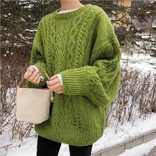 Shop online now to find your new style solution. Purple Green Retro Knit Braids Warm Oversized Sweater Oversized Sweater Outfit Green Knit Sweater Knit Sweater Outfit