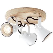 Deckenstrahler sind wahre multitalente für den wohnbereich. Deckenleuchte 3 Flammig 3x Gu10 Max 5 Wattmetall Holz Weiss Holz Hell