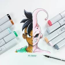 Full Shot Of My Uub And Kid Buu Drawing This Original Piece Will Be Up For Grabs At Projectrocket Etsy Com Dragon Ball Wallpapers Cool Drawings Dragon Ball