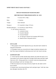 1 45 petang 3 30 petang tempat. Doc Minit Mesyuarat Kali 1 Dan Ke 2 Rizal Talib Academia Edu