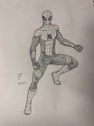 In this video i am using a white little hard sketch paper. Drawing I Made Of Far From Home Spider Man I Thought You Guys Might Like It Spiderman