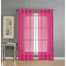 Window Elements Sheer Diamond Sheer Voile Hot Pink Grommet Extra Wide Curtain Panel 56 In W X 90 In L Ymc003129 The Home Depot Pink Sheer Curtains Pink Curtains Panel Curtains