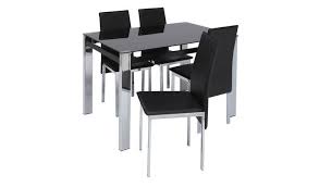 Black glass tabletops match the wicker chairs and legs whilst the contrasting white cushions stand out. Buy Argos Home Fitz Black Glass Dining Table 4 Black Chairs Dining Table And Chair Sets Argos