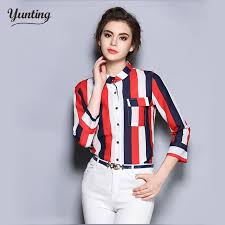 Black And White Vertical Striped Blouse Vertikalnoj Elegantnyj Polosatyj Bluzka Zhenshiny Slim Fit S Dlinnym Rukavom Rubashki Krasnyj Belyj Chernyj Stripes Zhen Feminino Camisas Femininas Camisa Feminina