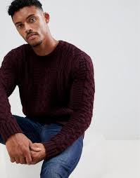 Mily mae fabrics fabric shop. Asos Synthetic Heavyweight Cable Knit Sweater In Burgundy In Red For Men Lyst