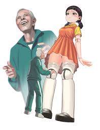 robot (squid game), squid game, absurdres, artist request, highres, doll  joints, dress, joints, old, old man, panties, pantyshot, robot, underwear -  Image View - | Gelbooru - Free Anime and Hentai Gallery