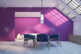 Beautiful purple velvet chair dining room transitional. Attic Dining Room Interior With Purple And White Walls A Concrete Floor A Table With Dark