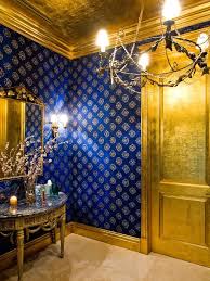 Blue Navy And Gold Will Bring Luxury Back To Interiors With Images Powder Room Design Gold Wall Decor Blue And Gold Bedroom